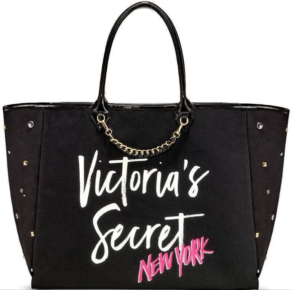 VICTORIA'S SECRET Angel City Tote Luxe-Black with Pink New York Bag - Picture 2 of 5